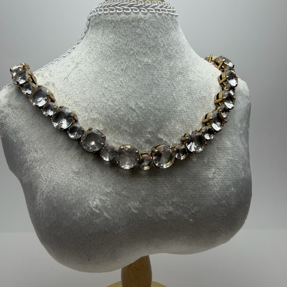 J. Crew Clear Crystal Necklace with Gold-Tone Settings
